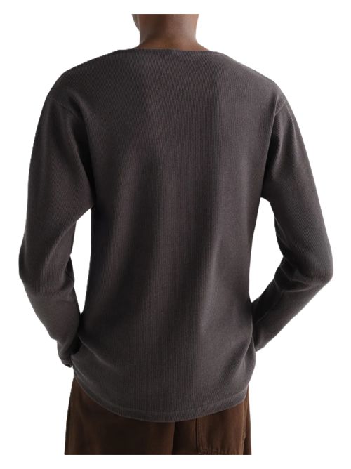 LEMAIRET-shirt Henley in lino e jersey di cotone a coste Lemaire | TS0041LJ1030GY006 BASALT
